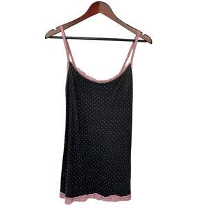 Express Nighwear Womens Lace Trim Cami Tank Top Size M Black Fitted Romantic Y2K